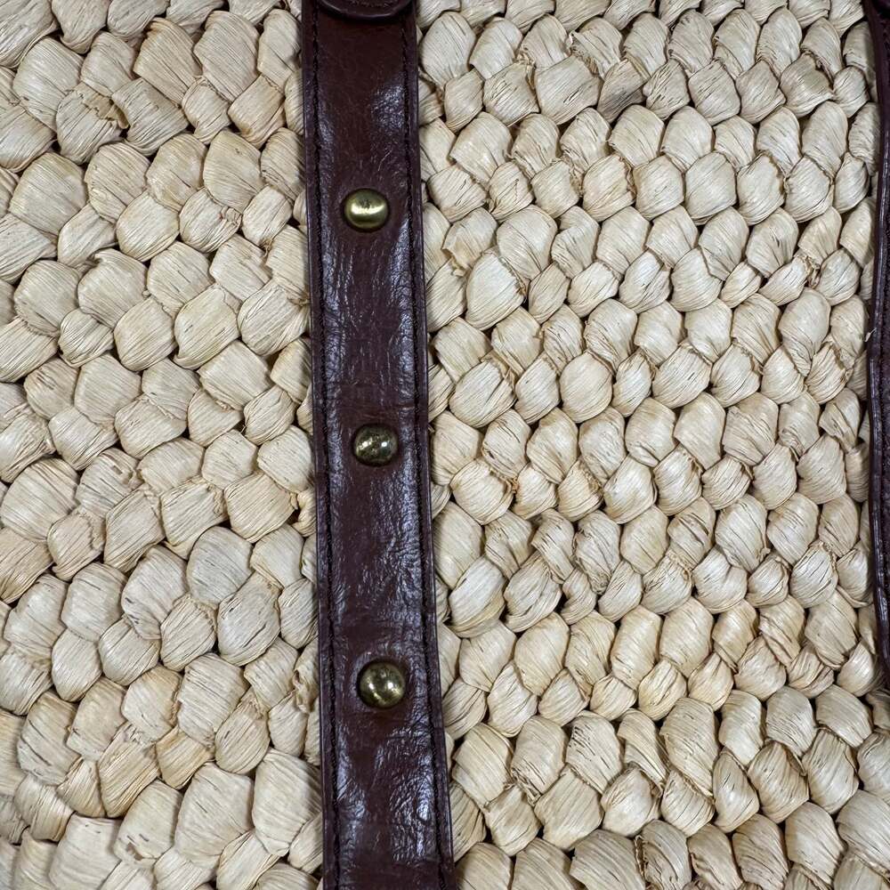 Straw Studios Large Straw & Leather Tote Bag - Picture 2 of 10